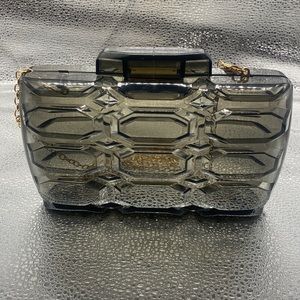 NWT Bella Collection Black Smoke Transparent Retro Clutch